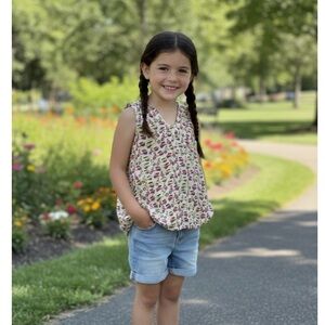 Anthropology Maeve Kids Tank Top with Multicolor Pattern 100% rayon